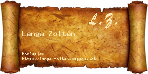 Langa Zoltán névjegykártya